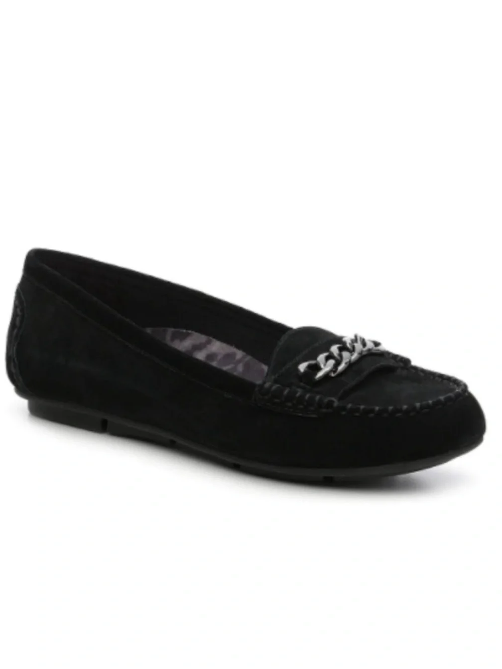 Vionic Mesa Black Suede Chainlink Loafers Size 7 - Picture 1 of 7
